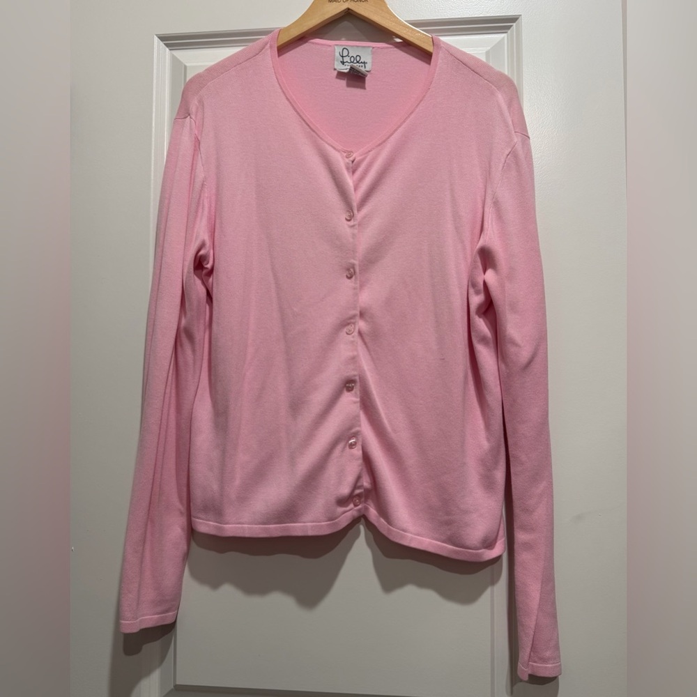 Lilly Pulitzer Light Pink Knit Button Down Cardigan Large